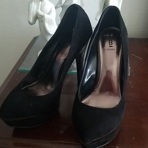 Bakers black platform suede heels